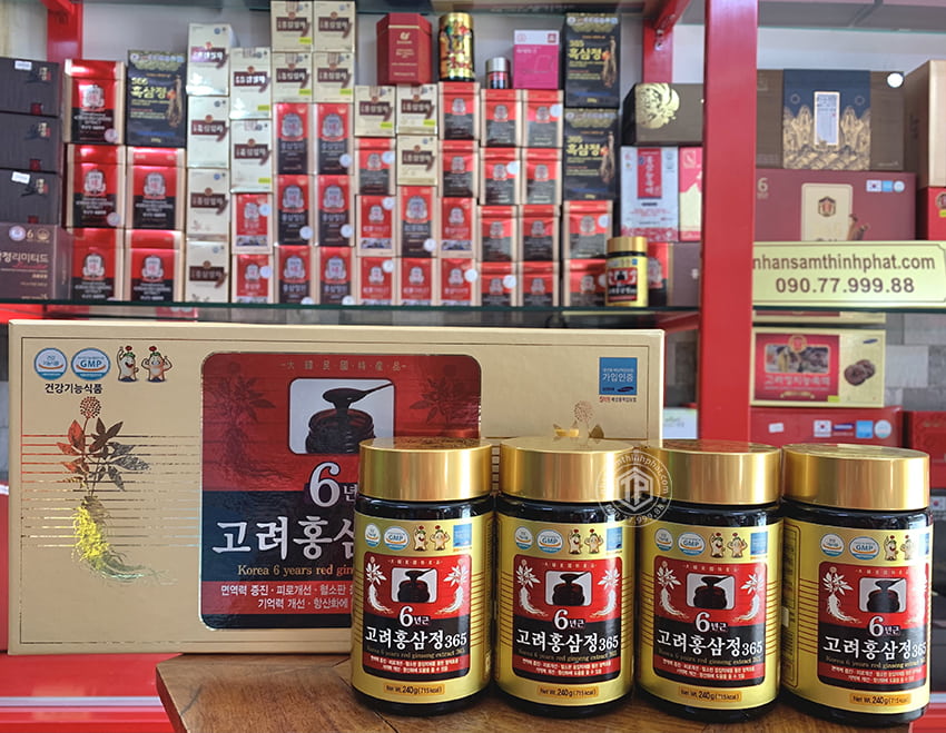 Cao hồng sâm chính hãng 365 sâm Hàn Quốc 6 năm tuổi hộp 4 lọ 240g