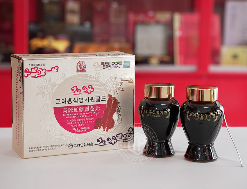 Cao hồng sâm linh chi Hàn Quốc Gold hộp 2 lọ x 300g