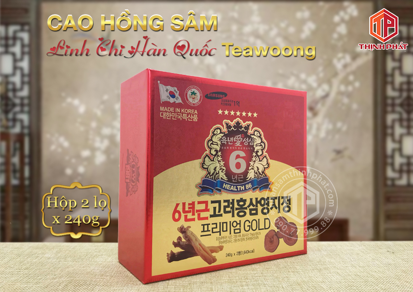 Cao hồng sâm linh chi Hàn Quốc Teawoong hộp 2 lọ x 240g