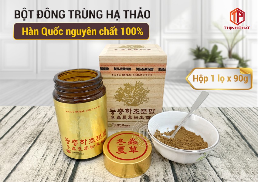 Bột đông trùng hạ thảo Hàn Quốc nguyên chất 100% hộp 1 lọ x 90g