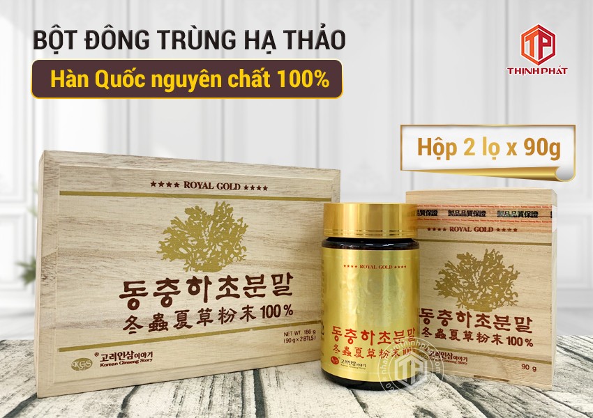 Bột đông trùng hạ thảo Hàn Quốc nguyên chất 100% hộp 2 lọ x 90g