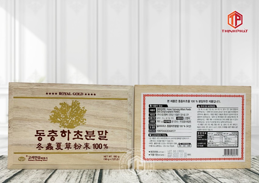 Bột đông trùng hạ thảo Hàn Quốc nguyên chất 100% hộp 2 lọ x 90g