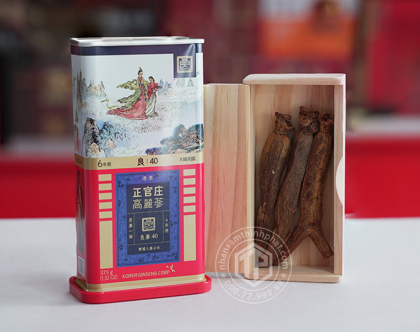 Hồng sâm củ khô hộp thiếc KGC 37.5g hồng sâm Chính phủ Jung Kwan Jang
