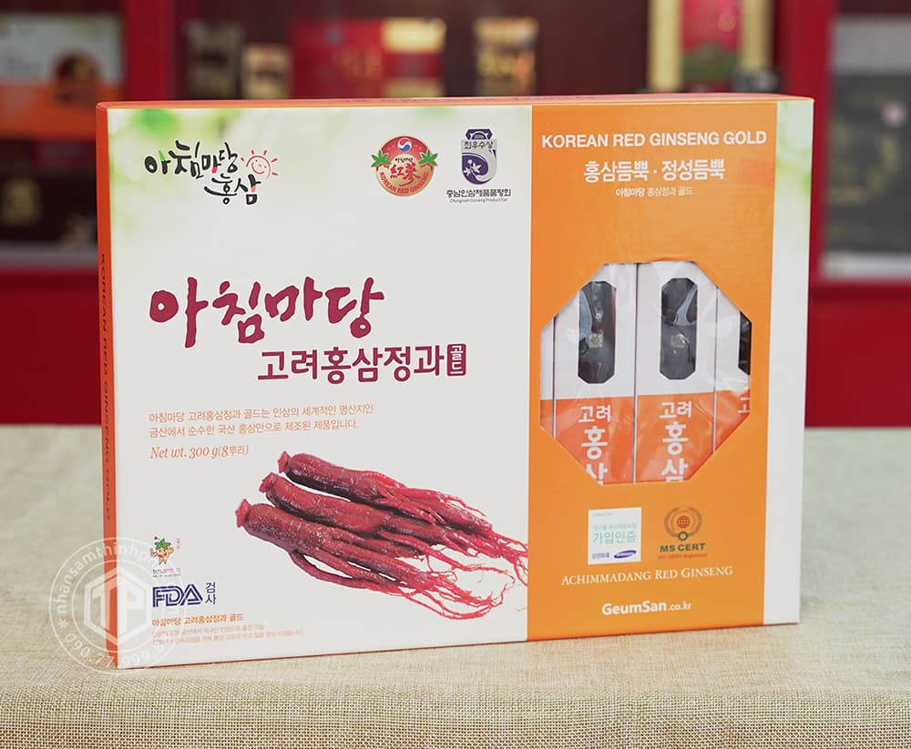 Hồng sâm củ tẩm mật ong Geumsan sâm Hàn Quốc 6 năm tuổi 8 củ lớn hộp 300g