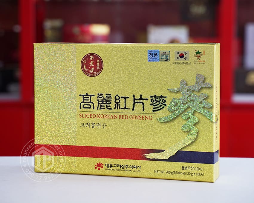 Hồng sâm khô thái lát Daedong Hàn Quốc 200g 10 hộp nhỏ