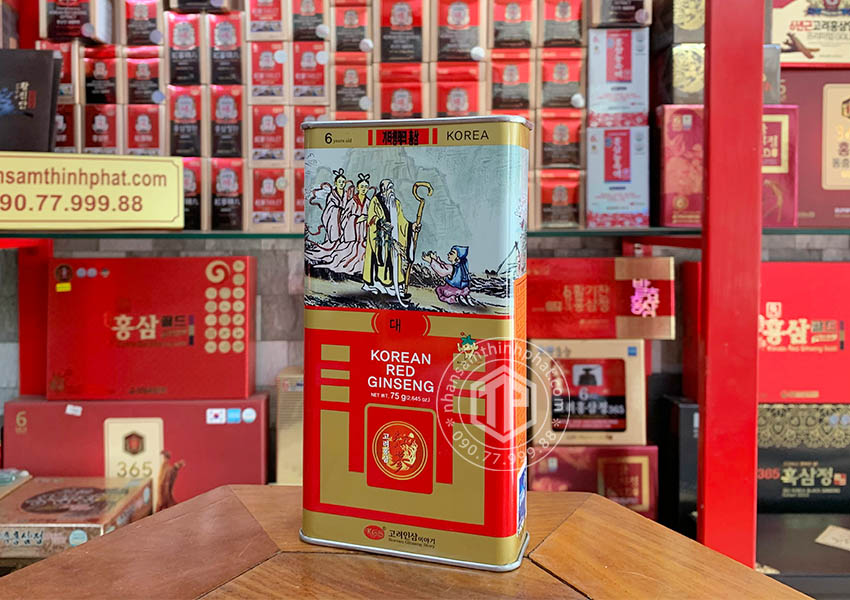 Hồng sâm củ khô hộp thiếc KGS 75g củ lớn Chính hãng Hàn Quốc