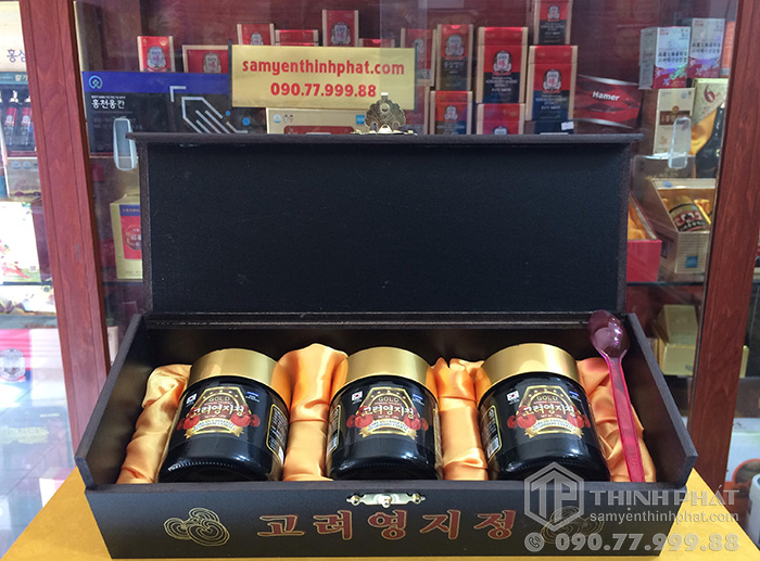 Cao linh chi núi Hàn Quốc cao cấp hộp gỗ đen 3 lọ x 120g gold