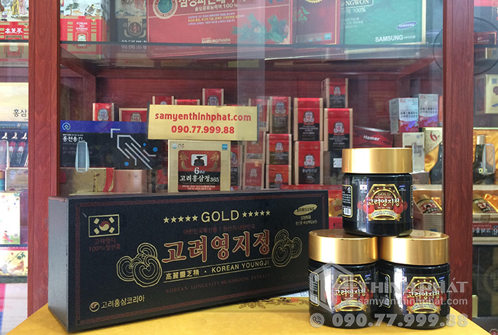Cao linh chi núi Hàn Quốc cao cấp hộp gỗ đen 3 lọ x 120g gold