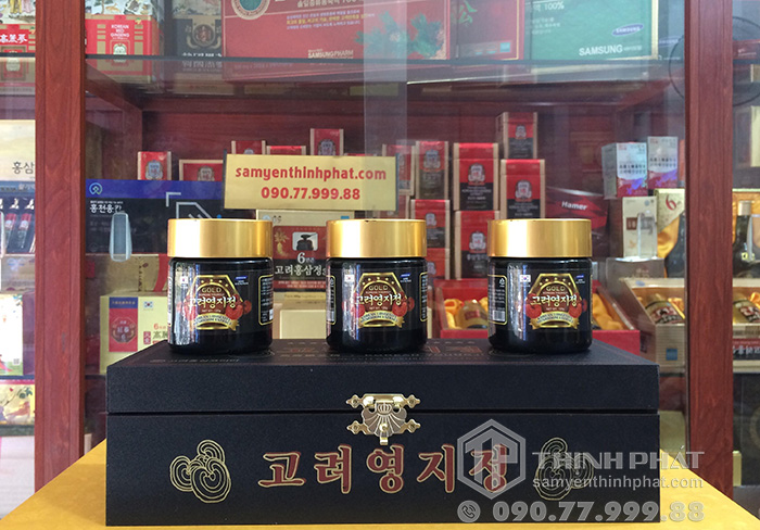Cao linh chi núi Hàn Quốc cao cấp hộp gỗ đen 3 lọ x 120g gold
