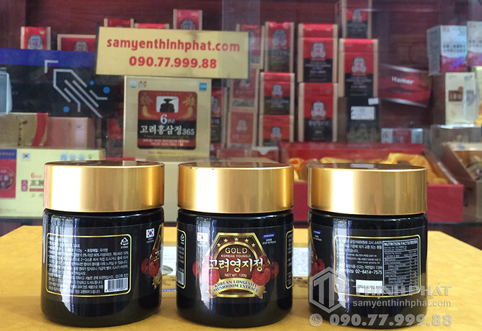 Cao linh chi núi Hàn Quốc cao cấp hộp gỗ đen 3 lọ x 120g gold
