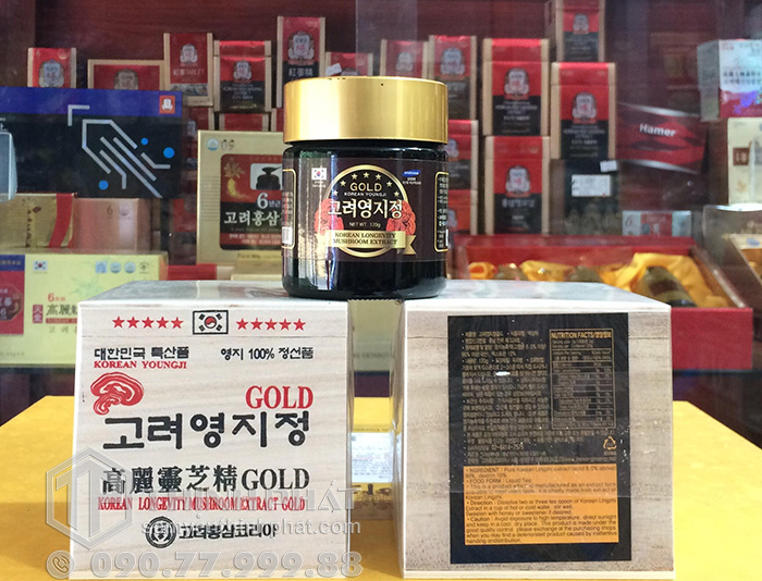 Cao linh chi sao đỏ Hàn Quốc Gold hộp gỗ 3 lọ x 120g