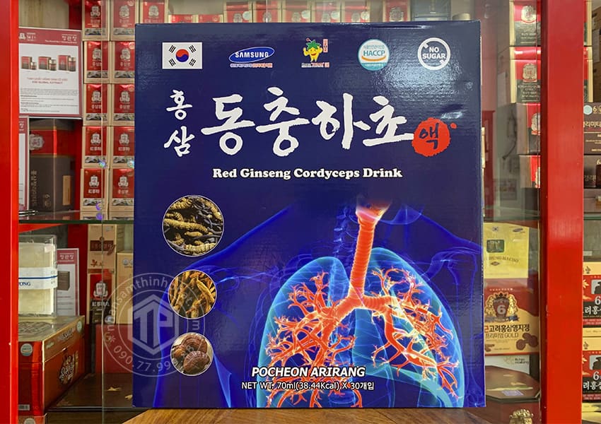 Nước hồng sâm đông trùng hạ thảo bổ phổi Pocheon hộp 30 gói x 70ml
