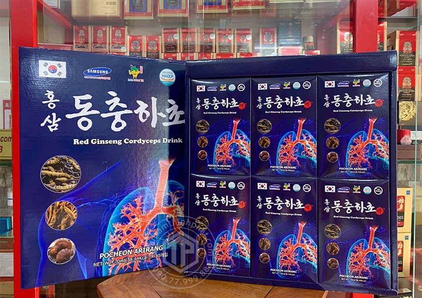 Nước hồng sâm đông trùng hạ thảo bổ phổi Pocheon hộp 30 gói x 70ml
