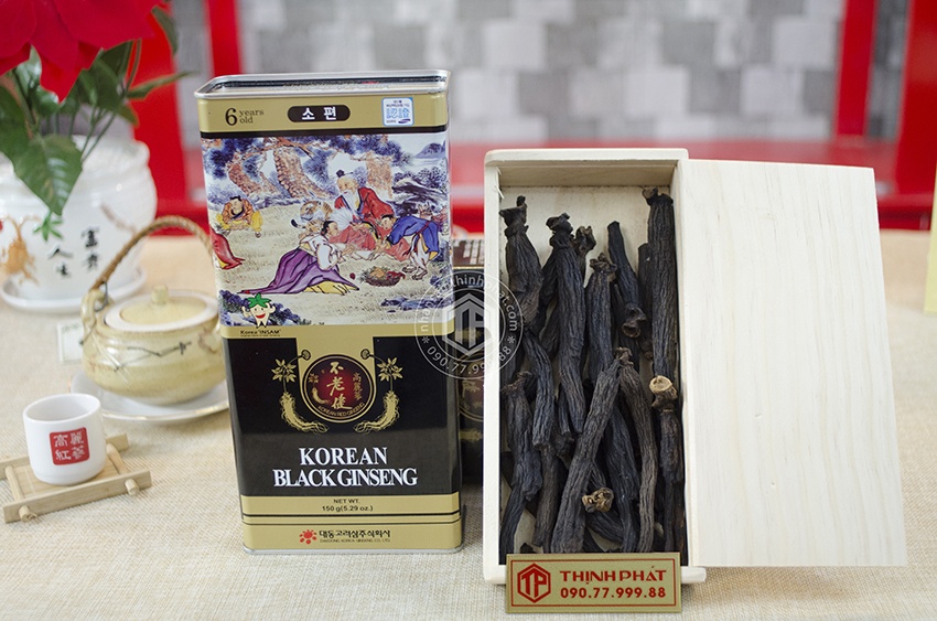 Hắc sâm củ khô 150g hộp thiếc chính hãng Deadong Hàn Quốc