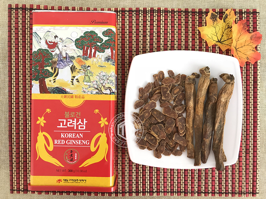 Hồng sâm khô hộp thiếc 300g 11 - 20 củ chính hãng Daedong Hàn Quốc