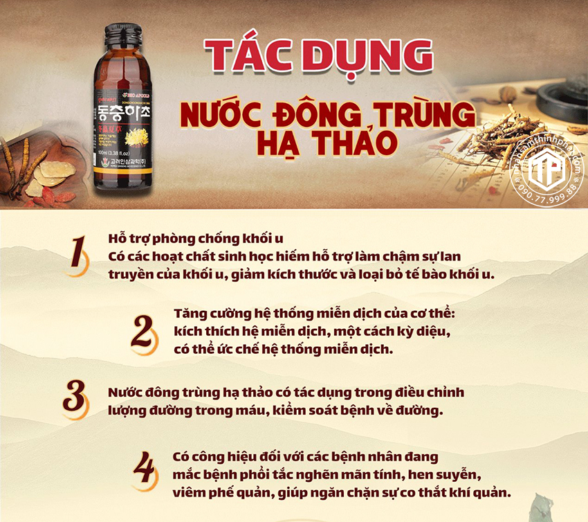 Tác dụng của nước đông trùng hạ thảo