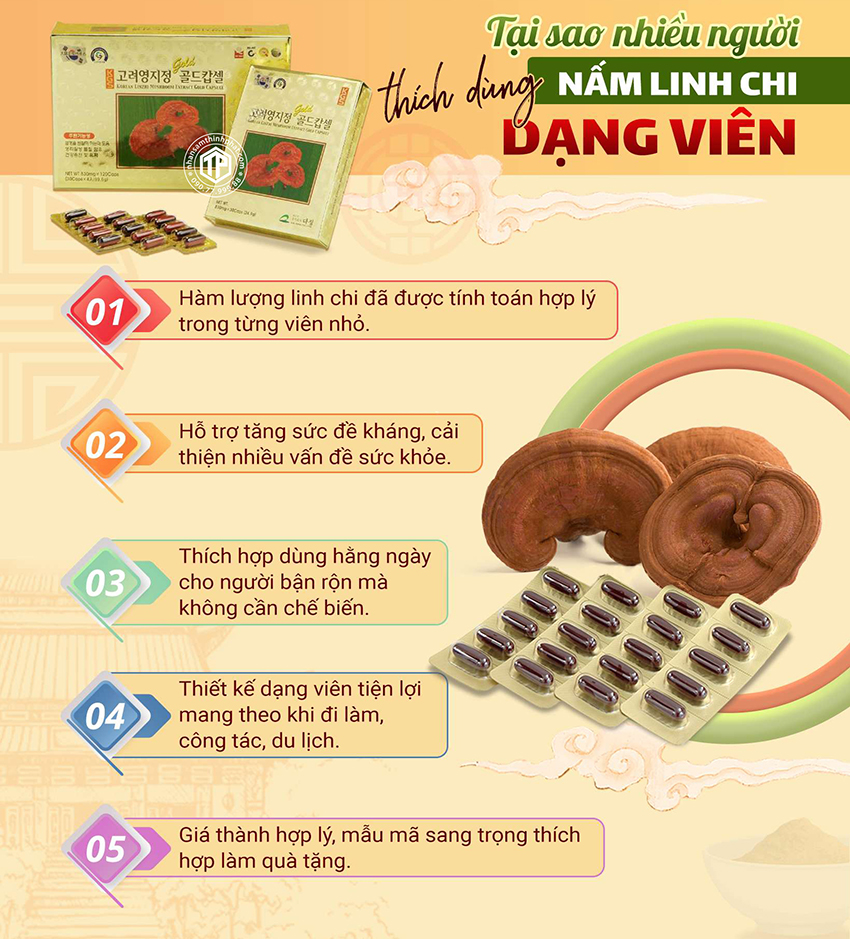 Tại sao nhiều người thích dùng nấm linh chi dạng viên?