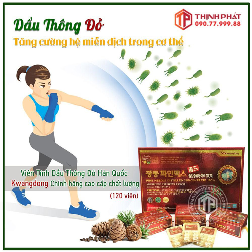Viên Tinh Dầu Thông Đỏ Hàn Quốc Kwangdong Chính hãng 120 Viên Cao cấp chất lượng