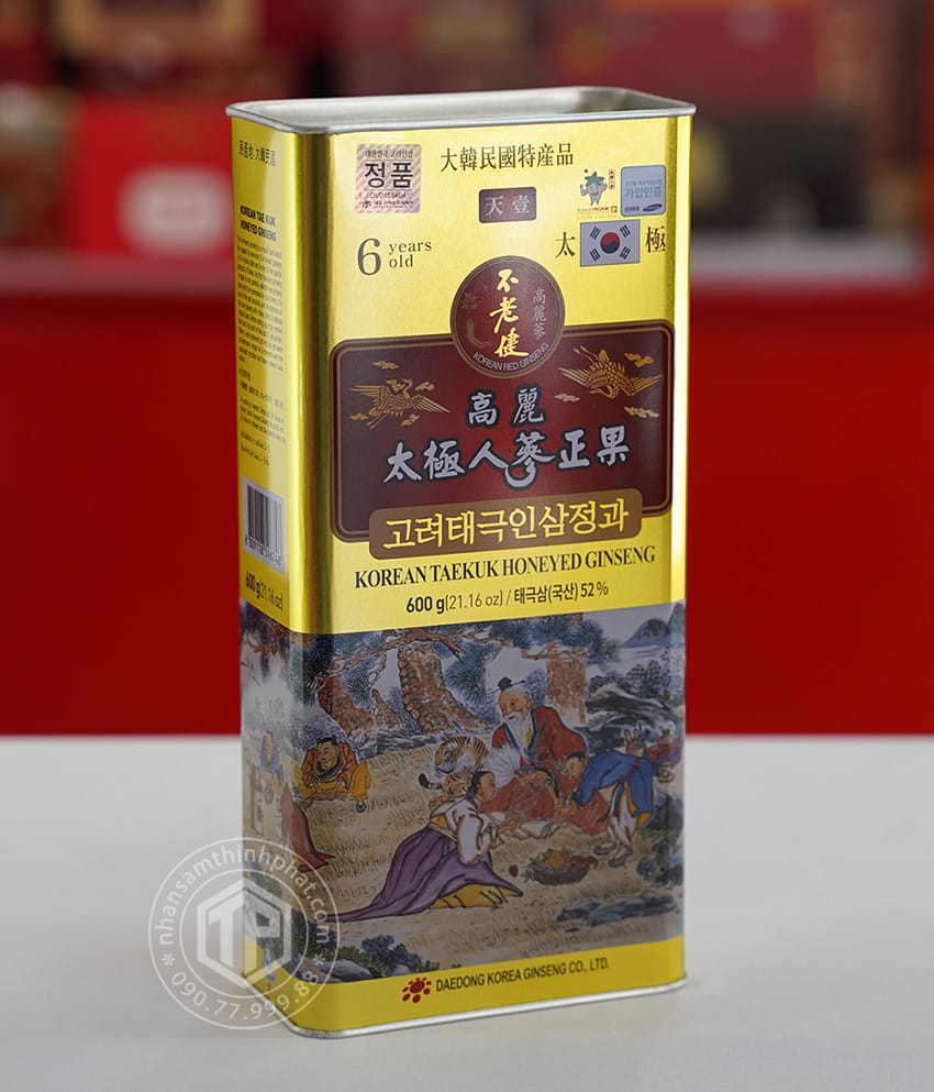 Thái cực sâm tẩm mật ong hộp thiếc 600g Sâm Hàn Quốc 6 năm tuổi cao cấp chính hãng Daedong