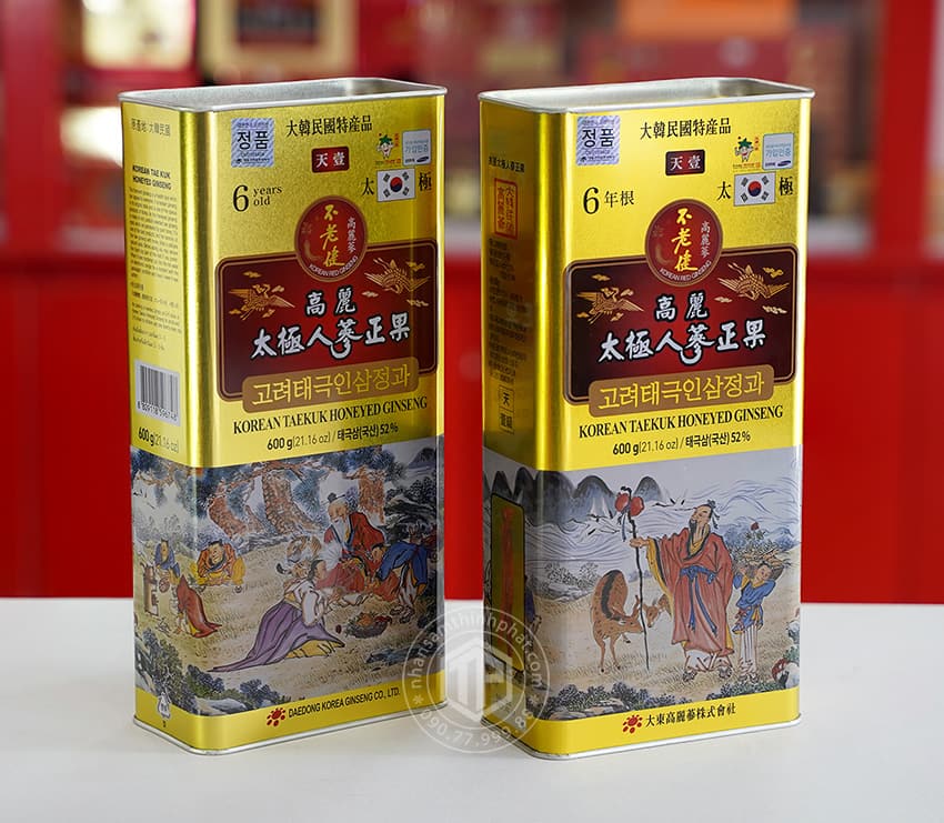 Thái cực sâm tẩm mật ong hộp thiếc 600g Sâm Hàn Quốc 6 năm tuổi cao cấp chính hãng Daedong