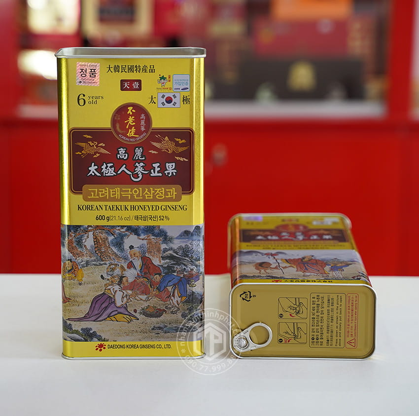 Thái cực sâm tẩm mật ong hộp thiếc 600g Sâm Hàn Quốc 6 năm tuổi cao cấp chính hãng Daedong