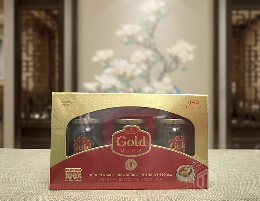 Tổ yến chưng đường phèn 100% tổ yến hộp 3 hũ - 190g/ hũ - Gold Bird