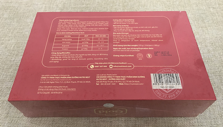 Tổ yến chưng đường phèn 100% tổ yến hộp 3 hũ - 190g/ hũ - Gold Bird