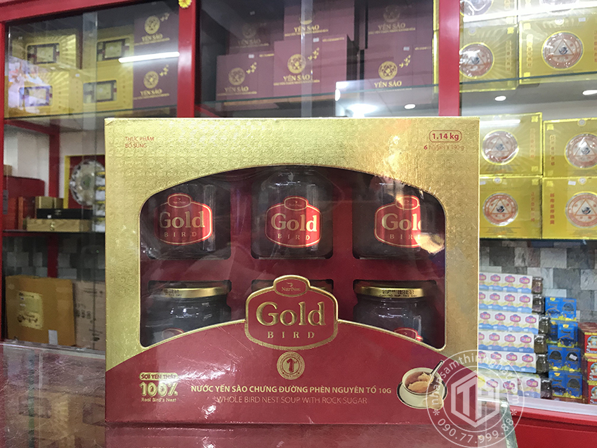 Tổ yến chưng đường phèn 100% tổ yến hộp 6 hũ - 190g/ hũ - Gold Bird
