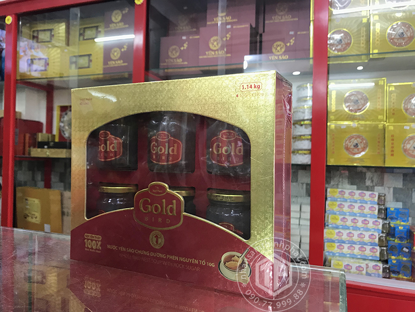 Tổ yến chưng đường phèn 100% tổ yến hộp 6 hũ - 190g/ hũ - Gold Bird