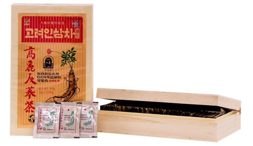 Trà hồng sâm Hàn Quốc hộp gỗ 100 gói