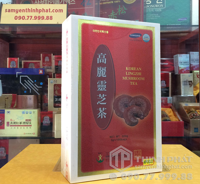 Trà linh chi Hàn Quốc hộp gỗ 100 gói