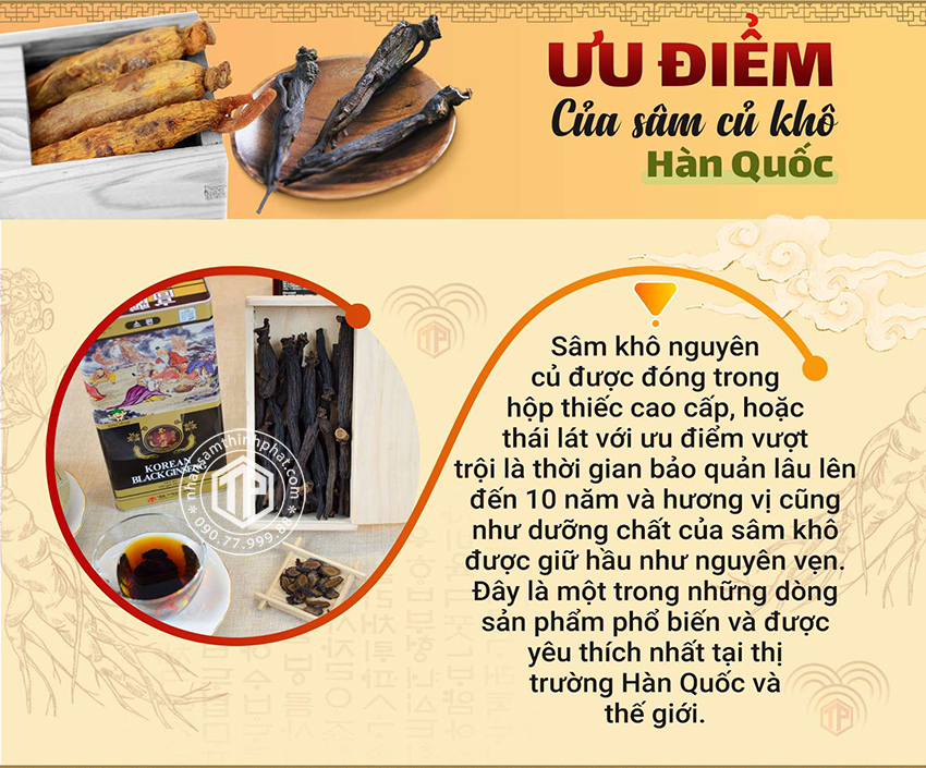 Ưu điểm của hồng sâm củ khô Hàn Quốc