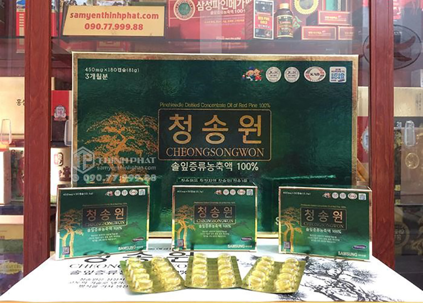 Viên tinh dầu thông đỏ Hàn Quốc Cheong Song Won hộp 180 viên hộp xanh