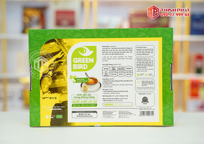 Yến chưng sẵn không đường 12% yến Green Bird