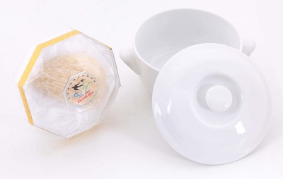 Thố chưng cách thủy nắp sứ trắng